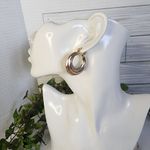 Tri Color Gold Chunky Hollow Hoop Earrings New Photo 4