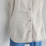 American Vintage 90s Classic Elements Tan White Plaid Sleeveless Flannel Shirt Button Down L Photo 2