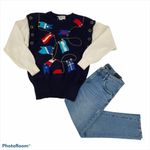 BONNIE BOERER RARE Vintage Nautical Yachting Sweater Size S NEW Blue Photo 2