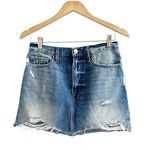 Frame Bales Road Denim Mini Skirt Y2K Distressed Hem Size 27 Grunge Bohemian Photo 0