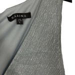 Marina Light Blue Metallic Pleated Maxi Dress with Tie Belt Size L Silver Size L Photo 3