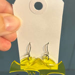 Handmade Lemon Yellow Lucite Pterodactyl Dangle Earrings Photo 0