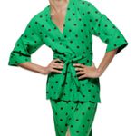 ZARA  Green Brown Polka Dot Midi Skirt Half Sleeve Top Set size S Blogger Fave Photo 11