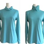 Athleta  Light Blue Split Mock Turtleneck Long Sleeve Soft Active Top Large Photo 1