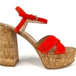 Gianvito Rossi Orange Suede & Cork Platform Ankle Strap Heel Sandals Size EU 42 Photo 5
