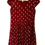 Garnet Hill  V Neck Dropwaist Boho Style Cap Sleeve Summer Day Printed Dress Sz 4 Photo 1