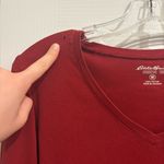 Eddie Bauer  Solid Red V-Neck Long Sleeve Top Sz M Photo 2