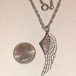 Silver Tone CZ AB Rhinestones Angel Wing Pendant Boho Necklace Photo 2