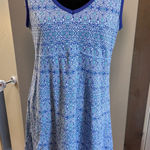Marmot Larissa V-neck Tank Dress Sleeveless Lined Blue Geometric A-Line Beach L Photo 0