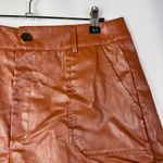 SheIn  Brown Cuff Hem High Rise Faux Leather Shorts L Photo 2