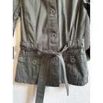 French Cuff Womens Size S Cotton Moss Sage Belted Roll Tab Sleeve Cargo Jacket Photo 5