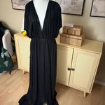 Norma Kamali  Black Athena Sheen Gown Maxi Dress Size Slit Size Medium Photo 2