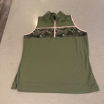 Slazenger Womens Golf Sleeveless Polo Shirt Olive Green Pink Trim Camo Size L Photo 0