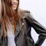 Understated Leather  Easy Rider Antiqued Gold Moto Black Leather Jacket Biker Photo 0