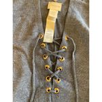 Chico's  Denim Blue Lace Up Fringe Knit Poncho OS Photo 7