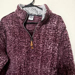 KatyDid SHERPA Faux Fur  pullover sweatshirt Pink 1/4 Zip sweater Size L Photo 1