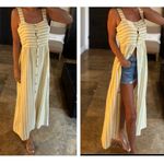 Rachel Zoe Yellow Striped 100% Linen Midi Shirt Dress Size 8 Photo 10