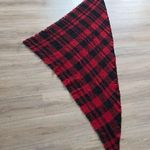 David & Young  red plaid large triangular fringe wrap scarf Photo 0