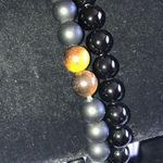 Black Shungite Tigers Eye Black Onyx Beaded Boho Bracelets Photo 2