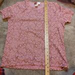 JM Collection  Size Small Nylon Pink Floral Flower Textured Short Sleeve Blouse Photo 3