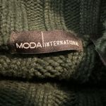 Moda International Cable Knit Sweater Large Chunky Cropped Boxy Mock Neck Green Photo 2