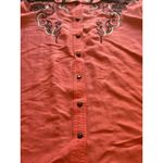 ROAR Western Embroidered Rhinestone Pearl Snap Shirt Roll Tab Sleeves M Country Pink Size M Photo 7