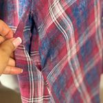 Reba  Red and Blue Buttoned Midi Dress Size Large 100% Cotton Side Pockets A1 Photo 7