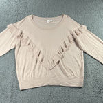 Gap  Sweater Women 2XL Merino Wool Boat Neck Ruffle‎ Cottagecore Peasant Casual Photo 0