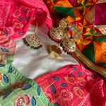 Green and Maroon Golden Jhumka with Tikka Gold Photo 6