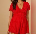 Altar'd State Altar’d State Bowie Romper Women’s Sz‎ Small Red Polka Dot Ruffle Zippered Back Photo 9