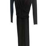 ZARA Maxi Ruched Waist V-Neck Knit Dress Shoulder Pads Black S Goth Emo Witchy Photo 0
