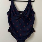 Old Navy {4X Plus} Navy Blue One Piece Swimsuit with Red Lobster Pattern Photo 0