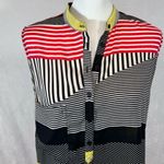 5|48 Black red and yellow abstract print top size medium Photo 1