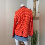 LL Bean Cotton Blazer Orange White Stripe Chambray Cuffs M NWOT Size M Photo 1