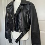 Topshop Black Leather Moto Jacket Photo 0