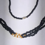 Black Yellow Glass Beads Boho Vintage Beaded Retro Necklace Photo 1