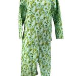 Vintage 70s Paisley Sleep Set Petite Psychedelic Dagger Collar Green Pajamas Size L Photo 9