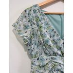 Vtg Y2K Dress Barn 4 Cottage Fairy Floral Ruched Midi Dress Sheer Flutter Sleeve Green Photo 2