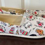 Toms Christmas Holiday Cats Belmont Shoes Light Gray Flats Women’s Size 7.5 Photo 0