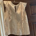 Krisa Raw Edge Ruffle Linen Tank Top Photo 2