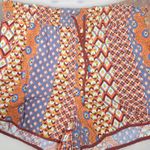 Anthropologie Shorts Pull On Drawstring Viscose Boho Orange Geometric L Photo 1