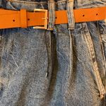 ZARA  Paper Bag Waist Medium-Wash High-Waist Shorts with Belt Size 10 Photo 7