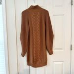 Caroline Constas Cable Knit Wool Sweater Dress Camel Tan Mock Neck Medium Cozy Photo 12
