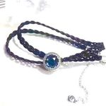 Pandora  Sparkling Blue + Black Woven Choker Necklace Photo 0
