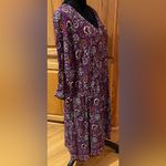Garnet Hill Floral Paisley Bohemian Pocket-Detail 3/4 Sleeve Dress Purple Sz 14 Photo 15