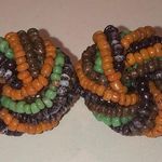 Vintage Round Seed Bead Neutral Tone Beaded Clip On Earrings Photo 0