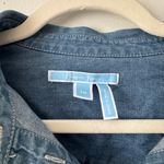 Draper James  Blue Denim Button-Down Shirt with ruffled sleeves Photo 3