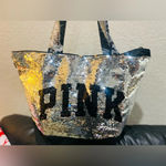 Victoria's Secret VS PINK TOTE 15” SHIMMERING FLIP SEQUINS SILVER/GOLD TAKE ANYWHERE TOTE SUPER !! Photo 1
