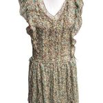 Zadig & Voltaire Rimana Ruffle Cap Sleeve Silk Dress Green Blue Maroon Size XS Photo 0