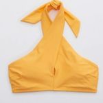 Aerie AE  Crossover Keyhole Halter Bikini Top Orange Bright Swimsuit Large Photo 2